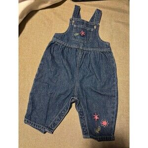 Vintage Oshkosh Bibs Overalls Embroidered FlowerS 3-6 Months